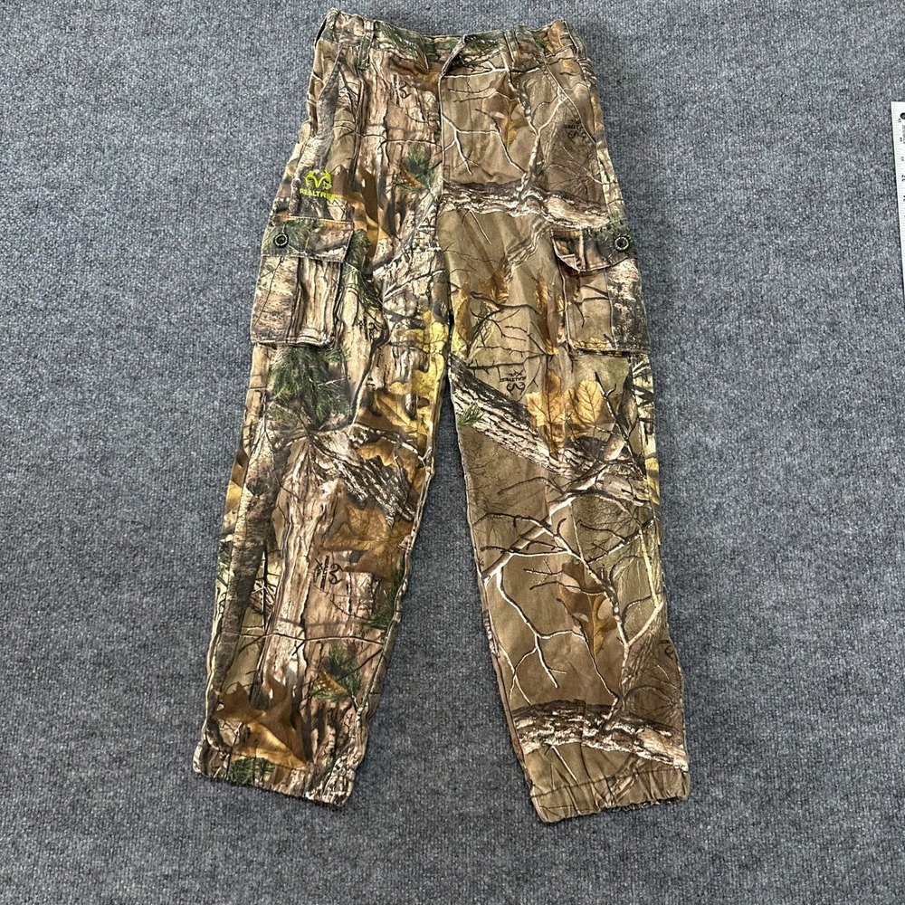 Realtree Cargo Pants Boys Size L 10/12 Brown Camo Xtra Hunting Outdoor Casual